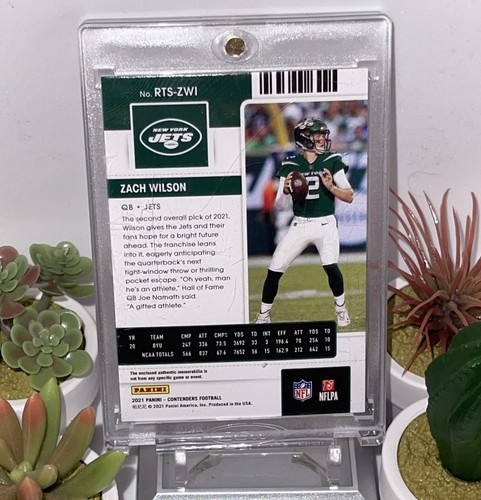 Zach Wilson 2021 GREEN FOIL ROOKIE TICKET Jersey Card Color Match - Jets Mint FS - Bild 2 von 2
