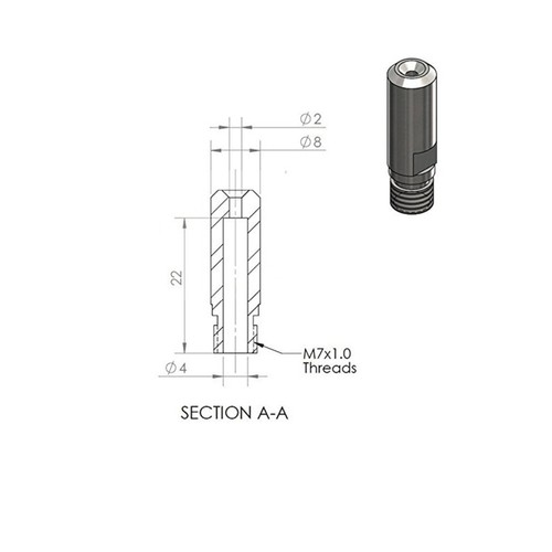 Hot End Hotend Extruder with M7 Nozzle Heater Block and Tube (Silver) - Afbeelding 6 van 11