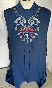 New-PENDLETON-Tala-Embroidered-Swingy-Sleeveless-TOP-Blouse-XL