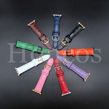 38-49 MM Leather Alligator Watch Band Fits for Apple Watch Series 10 9 8 7 6 5 4
