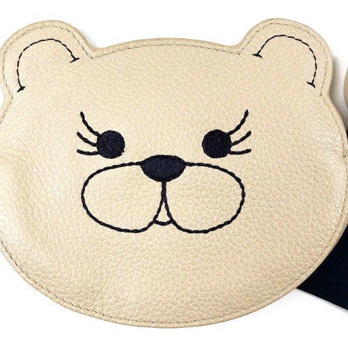 Portafoglio portamonete Furla beige in pelle ricamata con zip e orso acero con sacchetto antipolvere - Foto 2 di 5