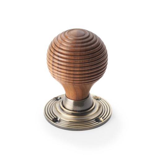 CLASSIC OLD ENGLISH RIM DOOR LOCK AND KNOB HANDLE SET- Beehive Rosewood Antique - Picture 7 of 8