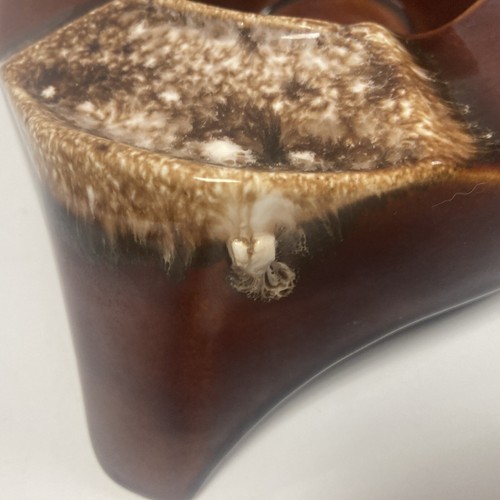 ANTIQUE OLD Vintage H.P. CO USA Bean pot Warmer Base. Brown Drip Glaze Design - Picture 3 of 7