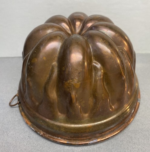 Antique Vintage Primitive Copper Tin Lined Food Cake Jelly Jello pudding Mold - Picture 5 of 10