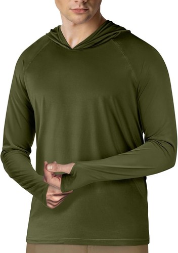 Men's UPF 50+ Sun Protection Hoodie – Long Sleeve Rash Guard for Fishing Running - Picture 11 of 151