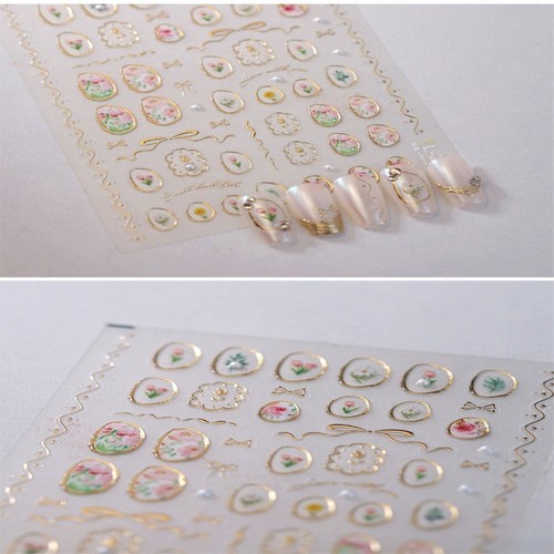 Tulip Flower 5D Nail Stickers Bowknot Nail Art Stickers New Manicure Decal - Picture 4 of 6