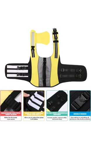 Chaleco salvavidas para perros para nadar - Abrigo flotador para mascotas chaleco reflectante para perros talla L - Imagen 2 de 7
