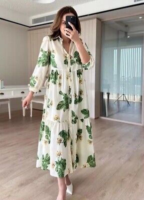 NWT WOMAN SS24 FLORAL PRINT DRESS ZW COLLECTION ECRU | 2183 NWT WOMAN SS24 FLORAL PRINT DRESS ZW COLLECTION ECRU | 2183