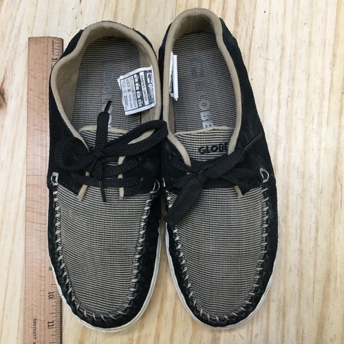 Globe Castro Zapatos Para Hombres 8 Mocasines Cuero Negro Lona Almendra Sin usar, en caja, Puntera Con cordones - Imagen 5 de 11