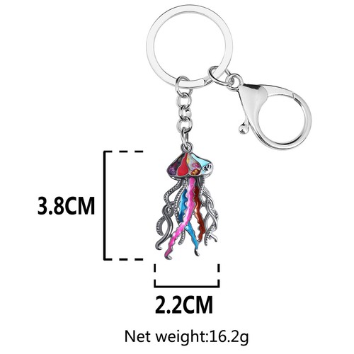Enamel Alloy Ocean Jellyfish Keychains Fishes Jewelry Car Purse Key Ring Charms - Picture 5 of 11