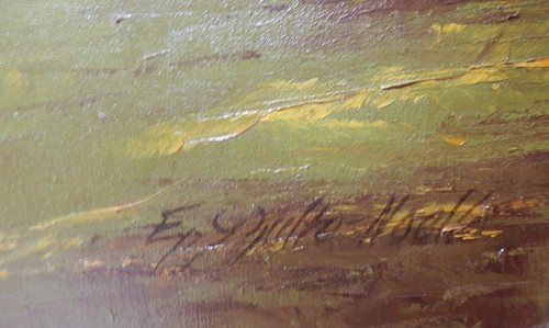 Ölgemälde Voralpenlandschaft im üppigen Barockrahmen - Bild 3 von 3