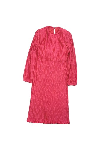 Vintage 70s Pleated Midi Dress Frock Union Womens Pink 8 Small Knee Retro - Picture 8 of 10
