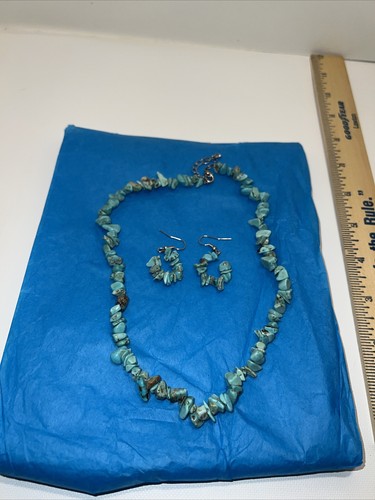 TÜRKIS Naturstein Halskette und Ohrringe Vintage Set roh aus Oklahoma - Bild 21 von 21