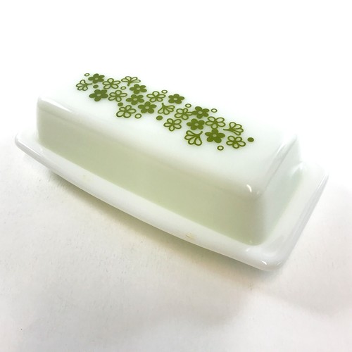 Plato de mantequilla Pyrex vintage flor de primavera verde margarita loca en caja - Imagen 6 de 14