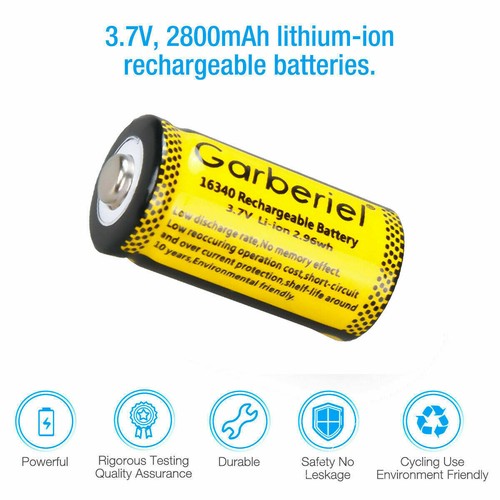 Garberiel 16340 Battery 2800mAh CR123A 3.7V Rechargeable for Netgear Arlo Camera - Picture 3 of 17