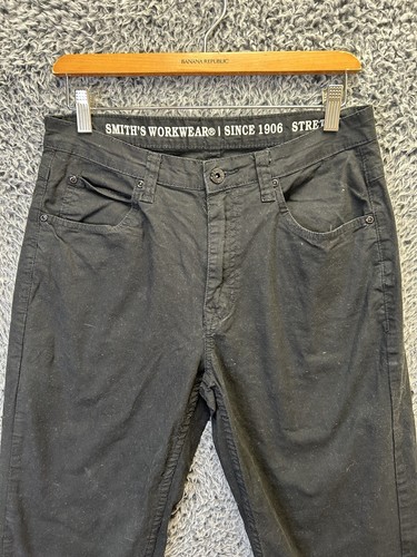 SMITH'S Workwear Pants Men 30/30 Black Straight Leg Med Rise - Foto 2 di 11