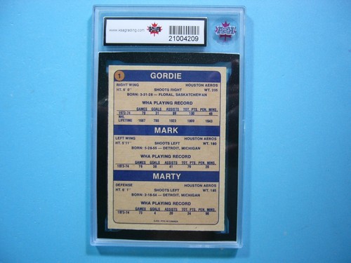 1974/75 O-PEE-CHEE WHA HOCKEY CARD #1 THE HOWES GORDIE HOWE MARK MARTY KSA 8 OPC - Picture 2 of 4