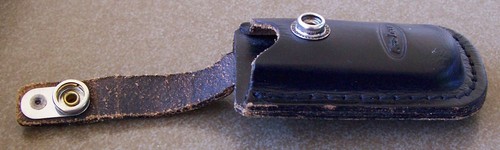 Vintage Ka-bar Folding KNIFE SHEATH ONLY black leather - belt clip marked JAPAN - Picture 2 of 8