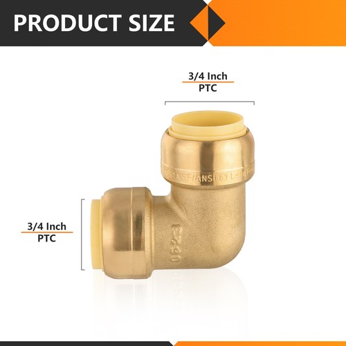 Accesorios de latón codo de 90 grados EFIELD (2 a 100 paquetes) 3/4" sin plomo - Imagen 2 de 13