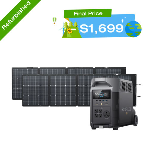 EcoFlow Delta Pro 3600Wh Generator+2x220W Solar Panel Kit Certified Refurbished