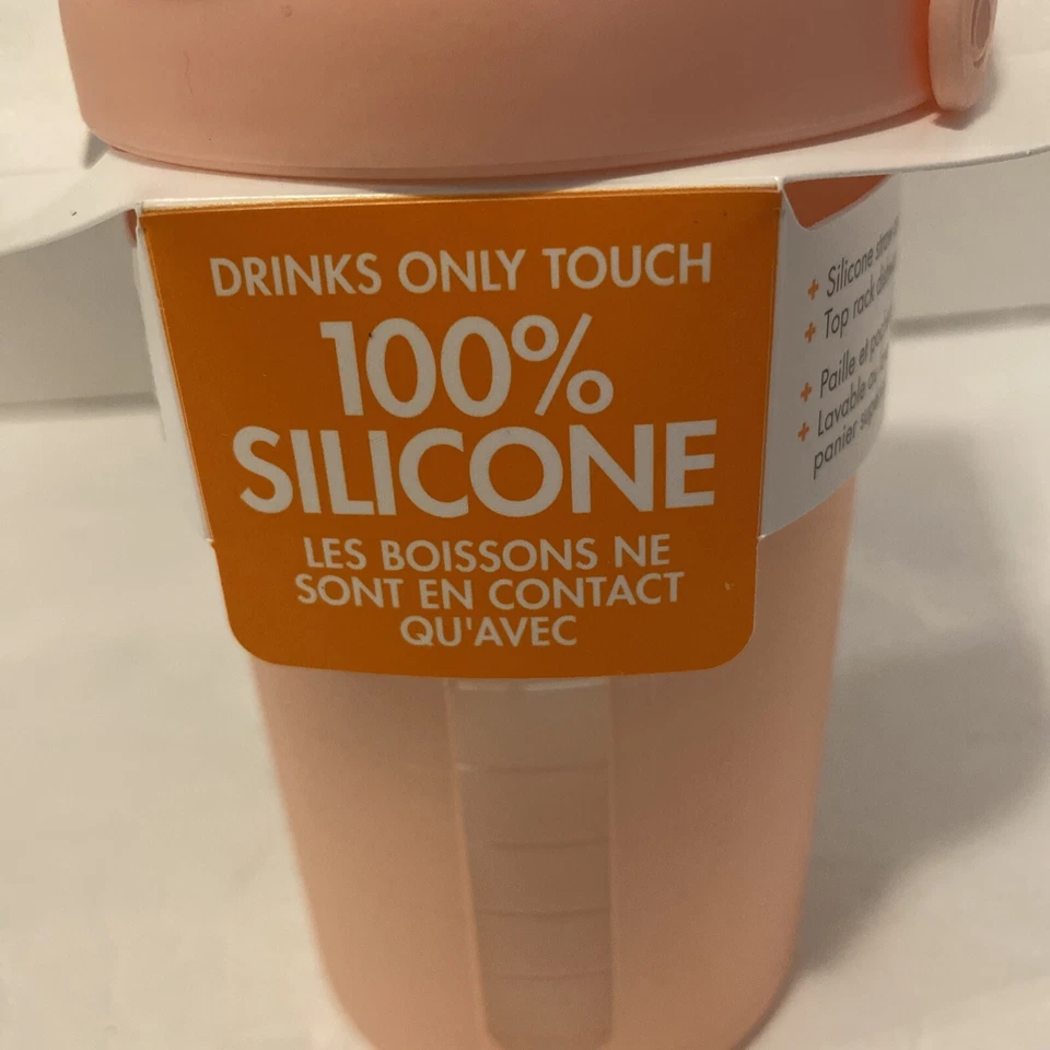 Garrafa de água Boon Swig 270ml copo sippy com palha de silicone bebê/criança 6m+ blush - Imagem 4 de 4