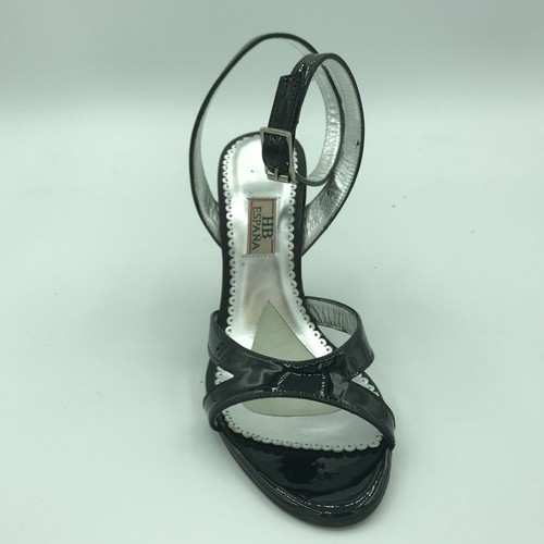 HB Shoes Ladies Womens High Heel Black Patent Strap Stiletto Shoes Heel Size 4 - Picture 2 of 3