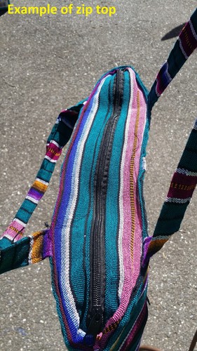 Maya mexikanische handbestickte Reißverschluss Beuteltasche Tasche Chiapas Regenbogen Blumen braun rosa - Bild 5 von 6