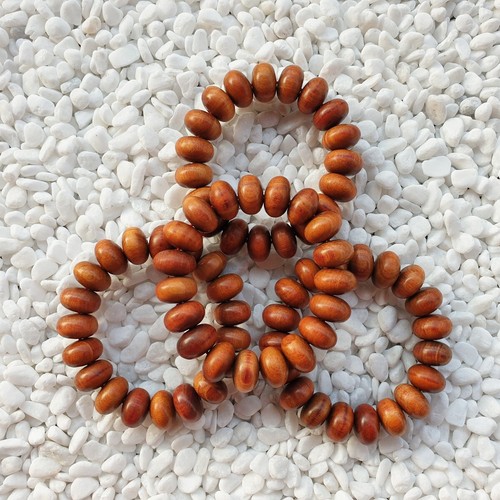 Fancy 19 Beads Indonesian Raja Kayu Bracelet Red Agathis King of Wood 10x16 MM - Picture 5 of 9