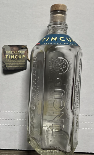 Tin Cup - American Whiskey- Empty Bottle - 750ML -w/metal shot glass - Picture 9 of 13