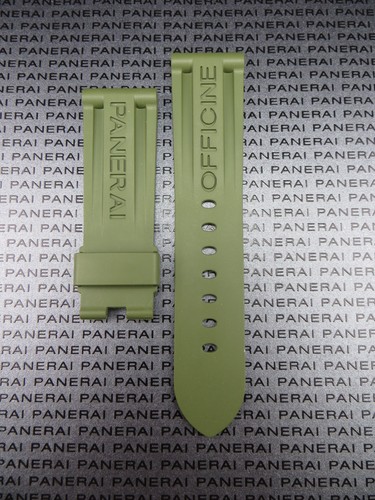 24mm Authentic PANERAI Rubber Strap Green Diver Watch Band Tang Buckle - Picture 3 of 6