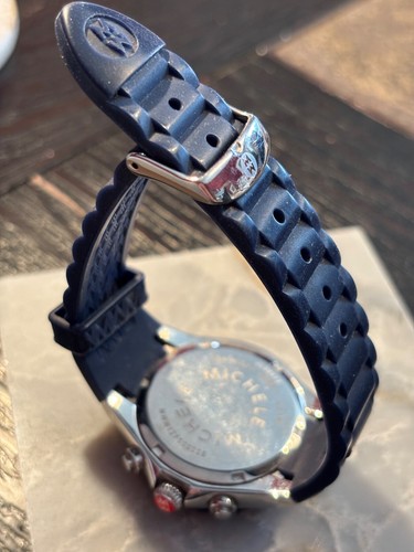 Reloj Michele Tahitian Cronógrafo Unisex con Esfera Blanca y Correa Azul Marino - Imagen 2 de 2