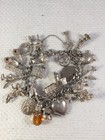Vintage Georg Jensen Sterling Silver Charm Bracelet, assorted charms, opening