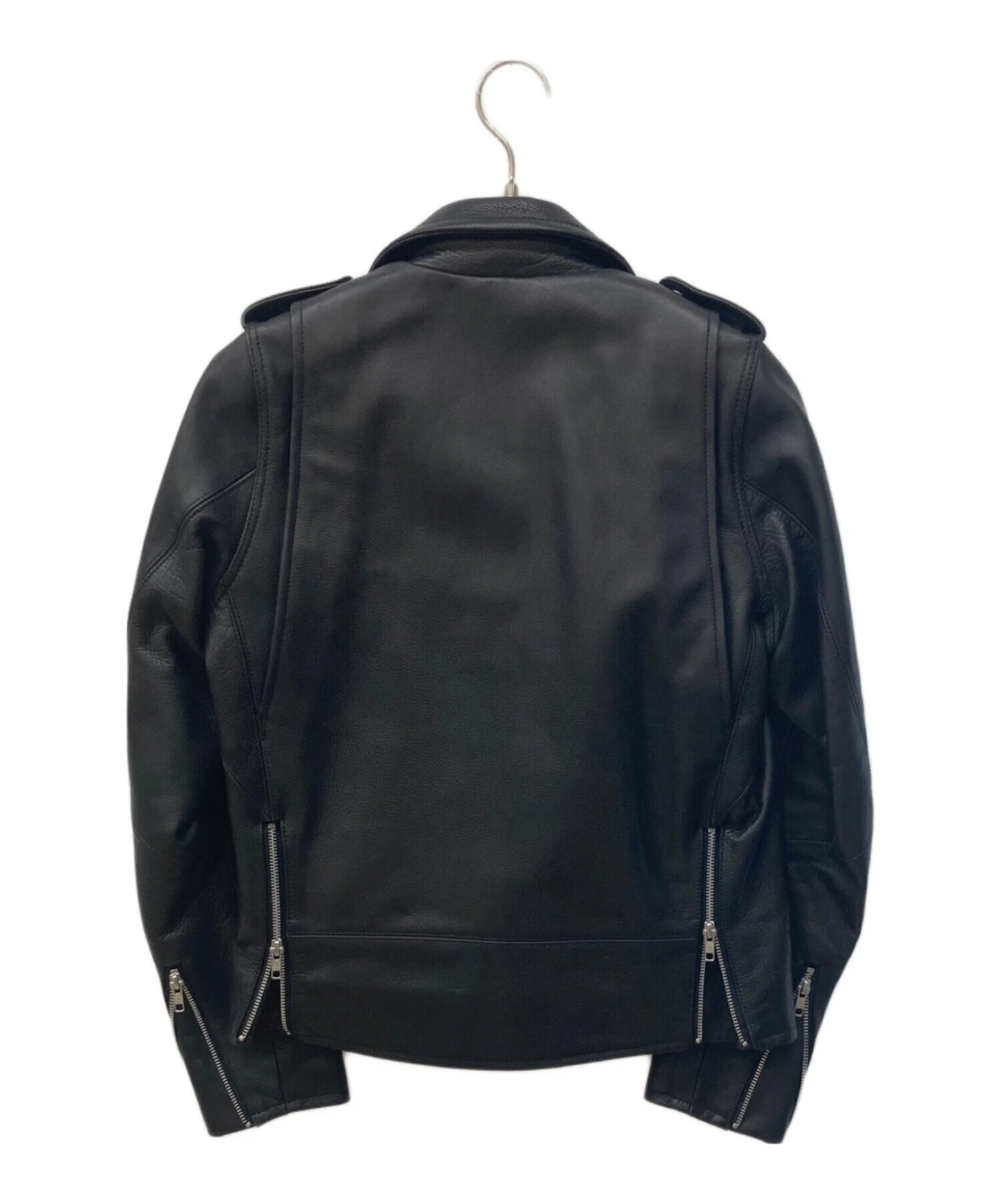 BEAMS PLUS Double Leather Riders Jacket Men's Size S Black - product detail image 2