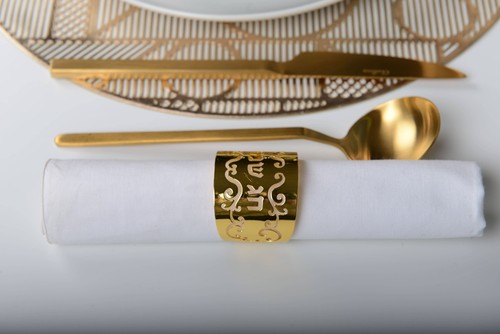Juego de 4 servilleteros de oro Hag Sameach - Imagen 2 de 2