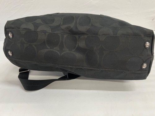 Große schwarze Coach Handtasche Schulter Trage Crossbody Canvas Lederbesatz Tasche - Bild 10 von 12