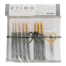 Tulip ETIMO Premium Gold Crochet Hook Set 8pcs w/ Scissors Case Japan
