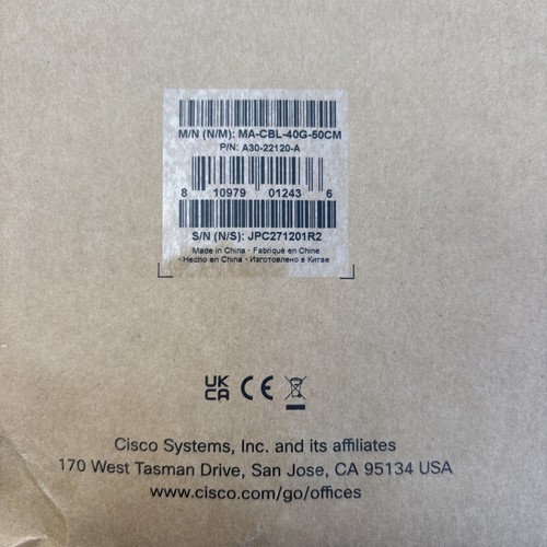 Cisco Meraki Switch Stacking Cable 50CM MA-CBL-40G-50CM - Genuine New - Photo 2/3