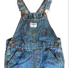 Oshkosh BGosh Bib Overalls Embroidered Heart Blue Denim Vestbak size 24 Months