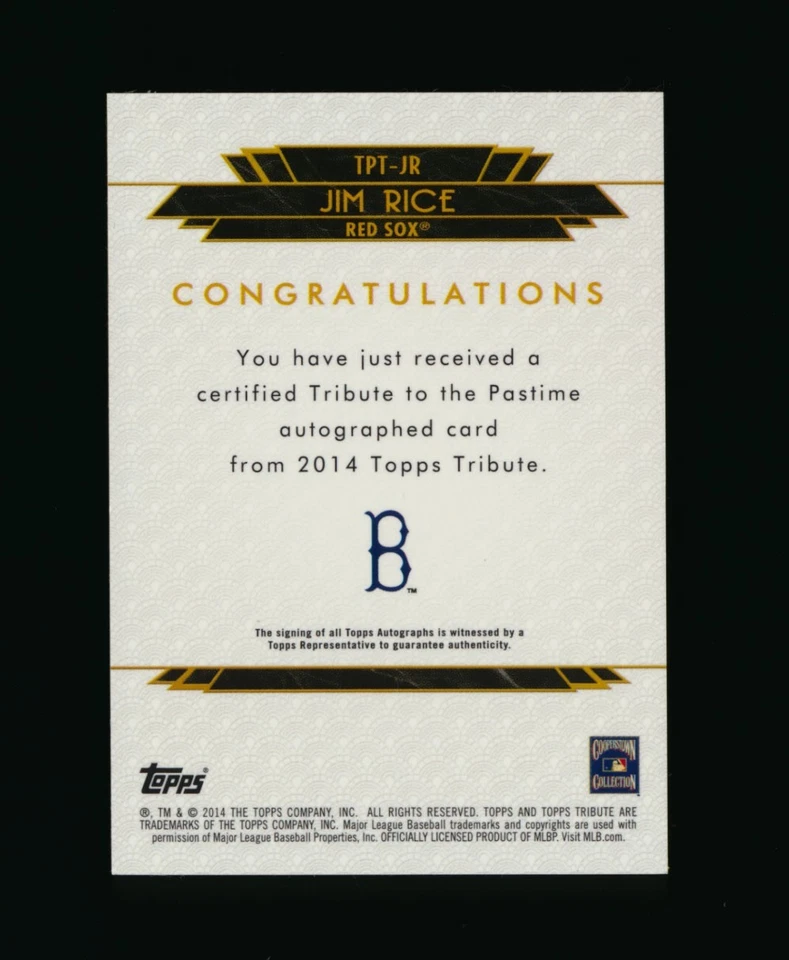 2014 Topps Tribute Jim Rice AUTO Autograph Red Sox HOF #D 16/35 *2124 - Image 2 of 2