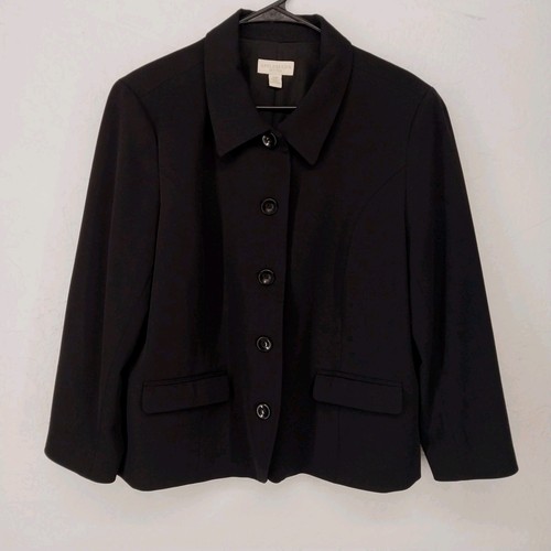 Appleseed's Classic Black Full Button Closure Blazer Plus Size Petite 18P - Picture 2 of 6