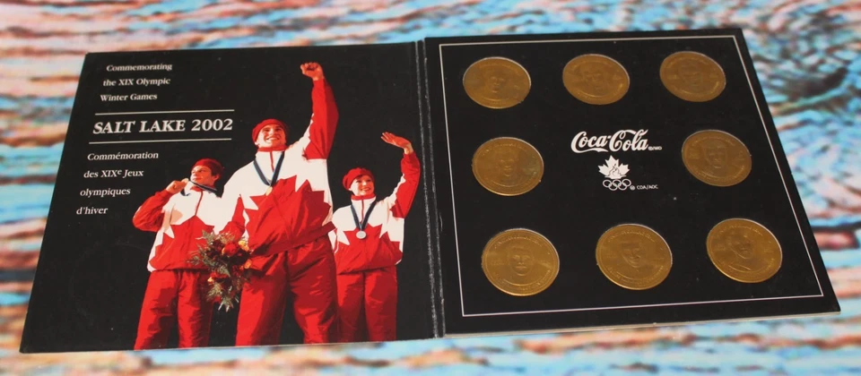 Juego de monedas de hockey sobre hielo Canadá equipo de Salt Lake de los Juegos Olímpicos de Coca-Cola 2002 (8) con álbum Foto 3 de 4