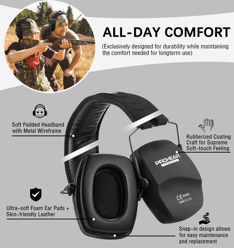 016 Ear Protection Safety Earmuffs for Shooting, NRR 26dB Noise Reduction Sli... - Picture 4 of 8
