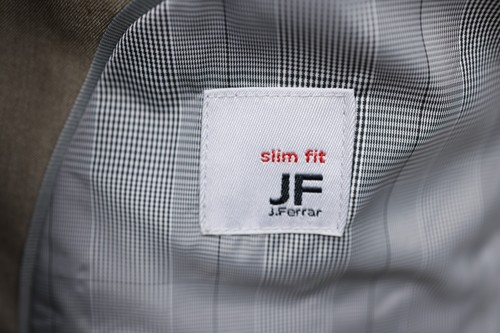 J FERRAR mens solid beige tan two button sport coat suit jacket blazer SLIM 42 R - Picture 12 of 14
