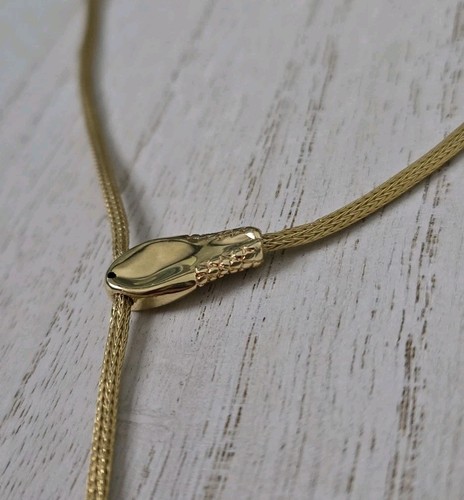 Ross Simons 14k Yellow Gold Snake Head Tail Drop Tassel Necklace Milor 80s 90s - Picture 9 of 19