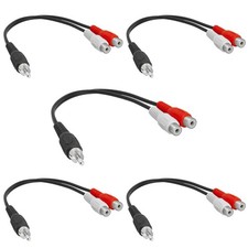- One RCA Mono Male to Two Stereo Female Y-Cable Plug to 2 x Jack Y-Adapter S...