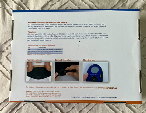 NEUROTECH RECOVERY BACK CONDUCTIVE GARMENT SYSTEM 1272-3302-01 - M/L - NIB - Picture 2 of 5