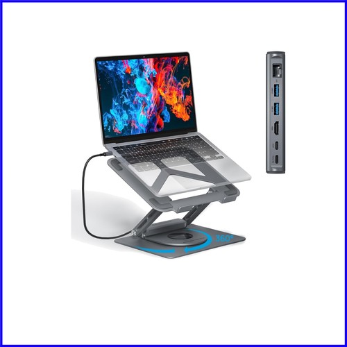 Multi-Function Laptop Stand with USB Hub & 4K HDMI - Ideal for MacBook and Dell - Picture 1 of 10