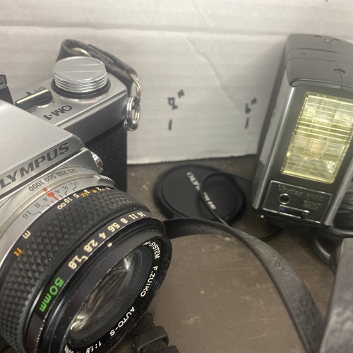 Olympus OM-1 MD 35mm Film Camera G.Zuiko Auto-S 50mm f/1.4 564821 Lens W/flash - Picture 14 of 20