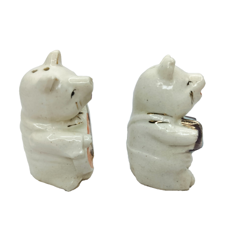 Juego de coctelera de sal y pimienta vintage para cerdos tocando instrumentos musicales Japón - Imagen 6 de 10