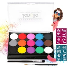 Face Painting Kit for Kids, 15 Colors Face Paint Palette, Water Activated Fac...